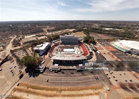 An aerial view of Carter-Finley Stadium as the ice rink is... News ...