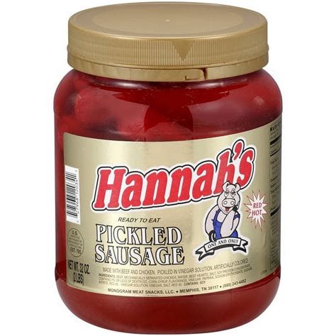 Hannah's Ready to Eat Pickled Sausage, 32 oz, Plastic Jar - Walmart.com