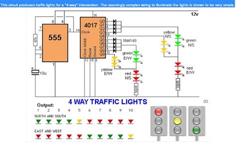 Electrical and Electronics Engineering: Simple 4 way Traffic Lights Circuit