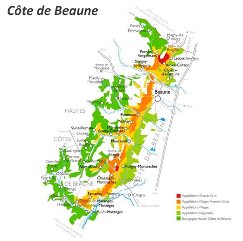 Côte de Beaune Wine Map - Ontheworldmap.com