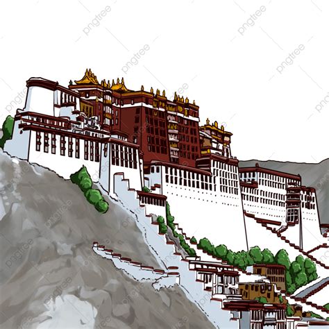 Potala Palace Hd Transparent, Hand Drawn Drawing Of Potala Palace In ...