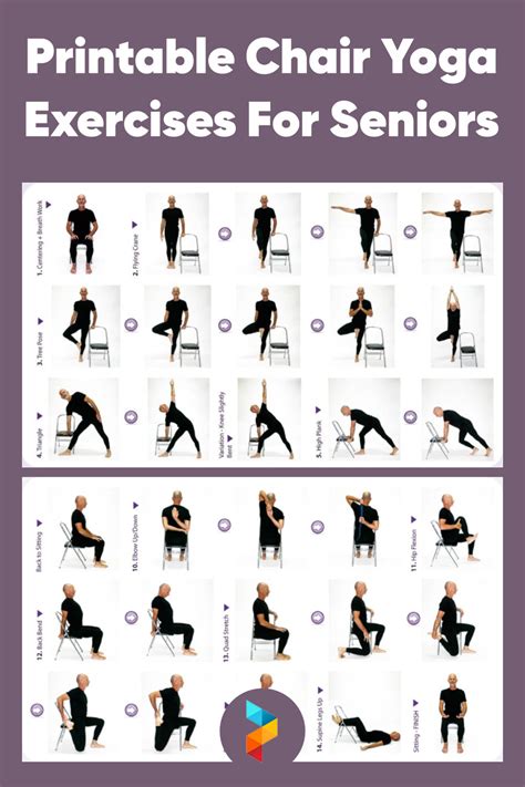 Printable Chair Yoga Exercises For Seniors | Chair yoga, Chair pose ...