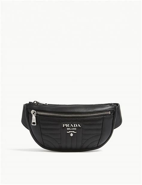 Prada Diagramme Quilted Leather Bum Bag in Black for Men - Lyst