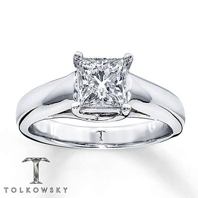 Kay Jewelers Diamond Solitaire Ring 1 ct Princess-Cut 14K White Gold ...