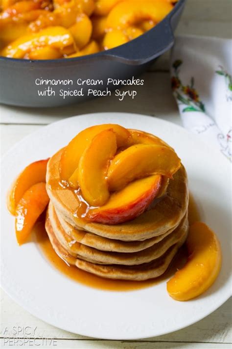 Cinnamon Pancakes + Peach Syrup Recipe