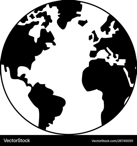 World map earth globe cartoon in black and white Vector Image