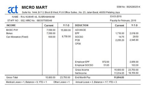 Monthly Malaysia Payroll Report and Salary Payslip | Actpay