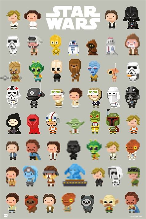 Star Wars 8-Bit Characters Poster (24 x 36) - Walmart.com