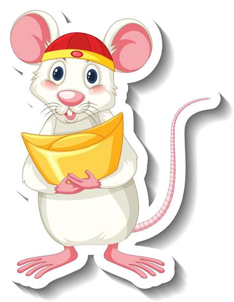 White rat in chinese costume cartoon character 4448021 Vector Art at ...