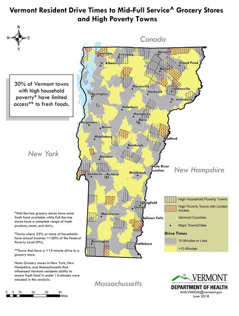 Vermont Resident Drive Times to Mid-Full Service Grocery Stores and ...