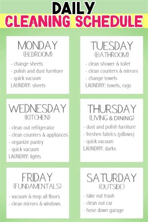 PRINTABLE Daily Weekly Monthly Cleaning Schedule Checklists-2024 ...