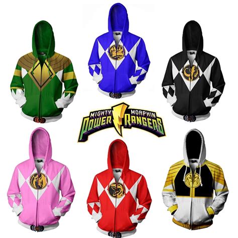 Mighty Morphin Power Rangers Cosplay Printing Hoodie Sweater | Shopee ...