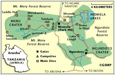 Arusha national park Map | Arusha City | Tanzania Safaris Tours