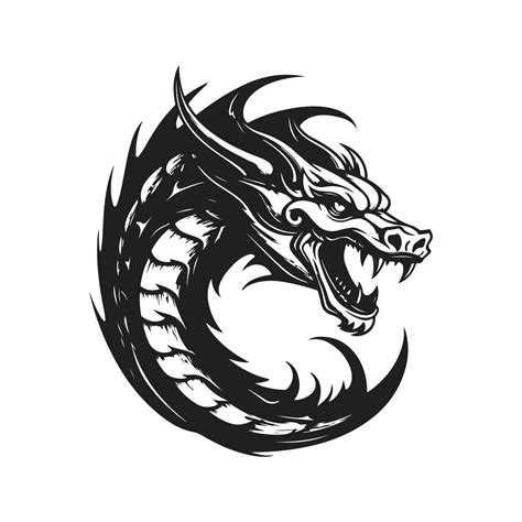 wyvern, vintage logo concept black and white color, hand drawn ...