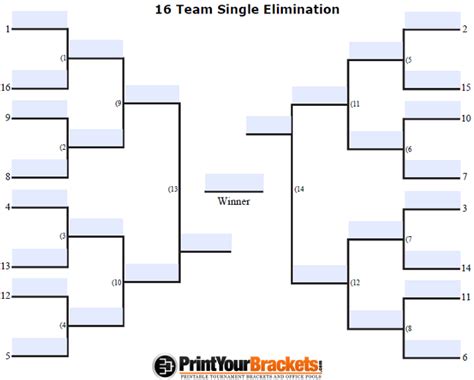 16 Team Printable Bracket