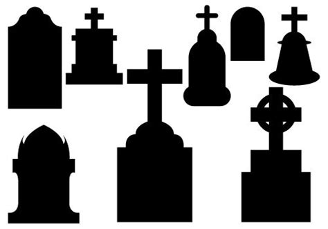 A collection of eight Tombstone silhouette in vector format on the ...