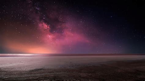 Download wallpaper 1366x768 night, starry sky, landscape, fantasy, art ...