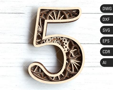 3D Layered Number 5 SVG Wedding anniversary svg Birthday | Etsy