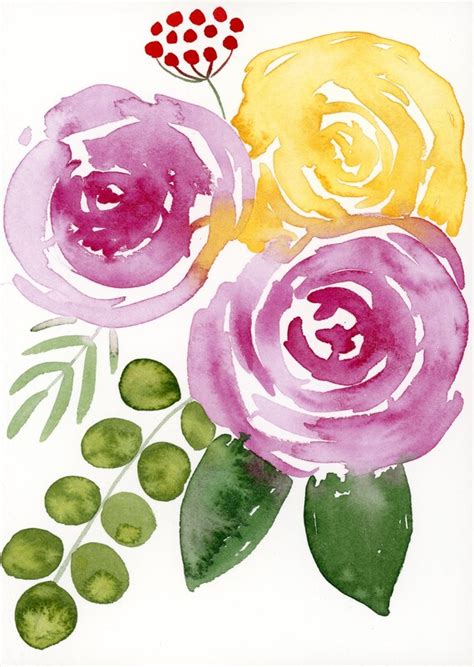 5x7 inches original watercolor flowers painting Painting Art ...