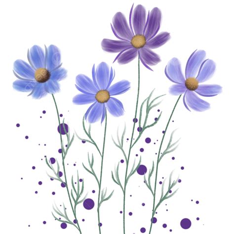 Blue And Purple Cosmos Flower With Dots, Cosmos, Flower, Dots PNG ...