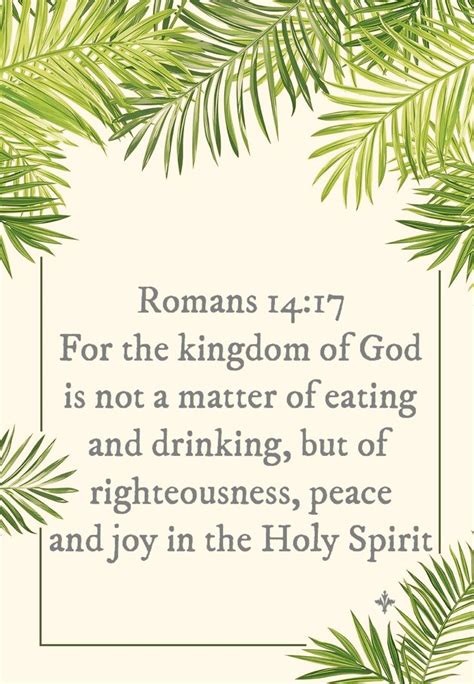 Romans 14:17 For the kingdom of God is not a matter of eating and ...