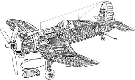 Vought F4U Corsair Cutaway Drawing in High quality