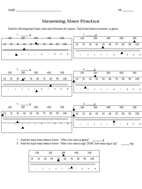 Triple Beam Balance Practice Worksheet