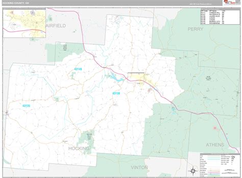 Hocking County OH Wall Map Premium Style By MarketMAPS | Maps Of Ohio