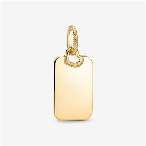 Engravable Rectangle Tag Pendant | Gold plated | Pandora US