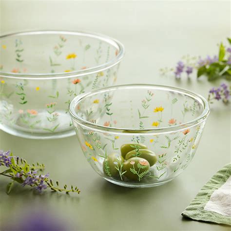 Floral Salad Bowl - Glass - 2 Sizes - ApolloBox