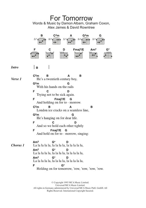 For Tomorrow by Blur - Guitar Chords/Lyrics - Guitar Instructor