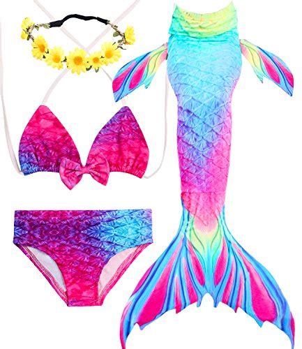 Buy 3 Pcs Girls Swimsuit Mermaid for Swimming Princess Mermaid Costume ...