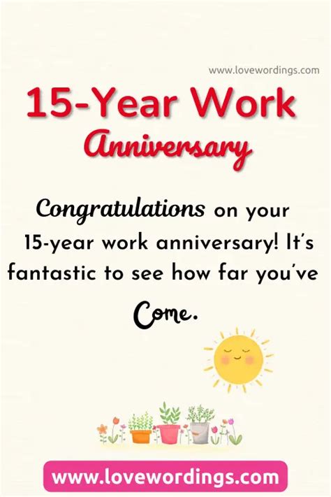 Best 75 Happy 15th Year Work Anniversary Quotes & Messages