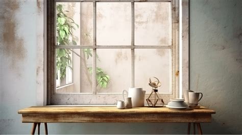 Rustic Frame Coffee Nook Featuring Weathered Window 3d Visualization ...