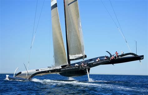 BMW Oracle America's Cup boat heeled up onto one hull. | boats in 2019 ...