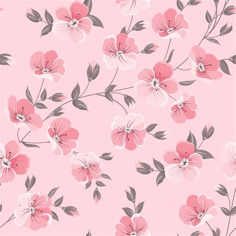 Free Vector | Botanical seamless pattern. Blooming flower on pink ...