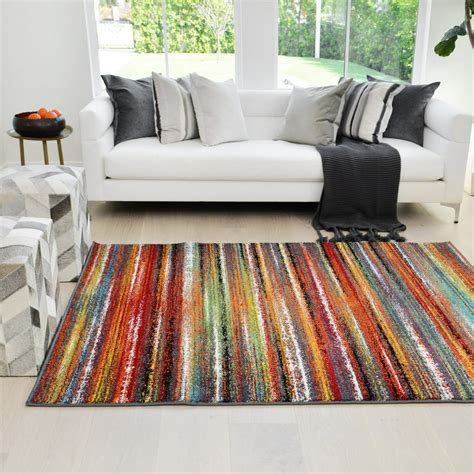 HR- Colorful Rainbow Area Rug 8x10 Modern Rug for Living Room Dcor 2020 ...