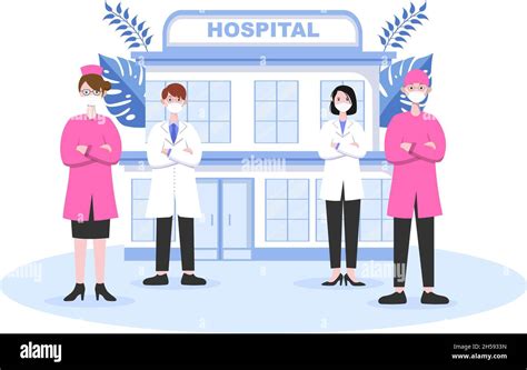 Hospital Building for Healthcare Cartoon Background Vector Illustration ...