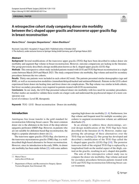 A retrospective cohort study comparing donor site morbidity between the ...