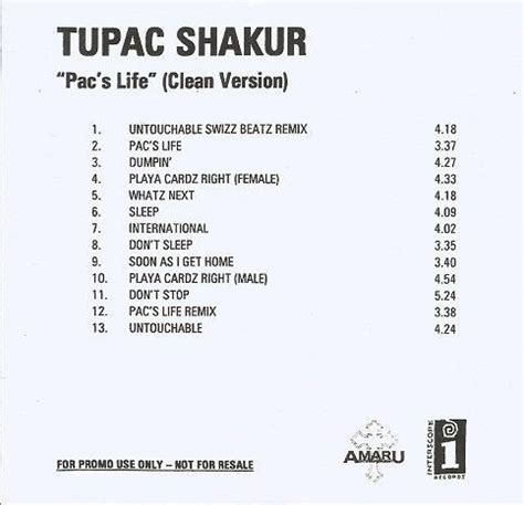 2pac – Pac's Life (Clean Version, CDr) - Discogs