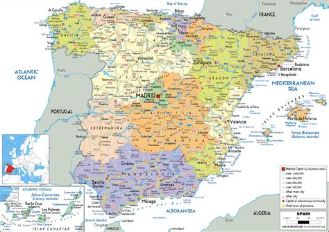 Large size Political Map of Spain - Worldometer