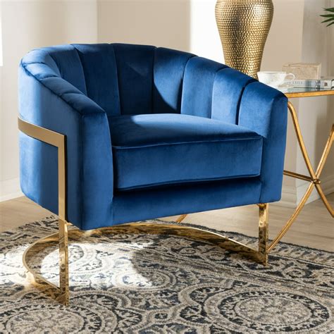 Royal Blue Velvet Chair : Baxton Studio Janelle Luxe and Glam Royal ...