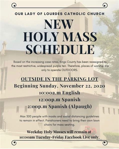 Instagram Post: New Holy Mass Schedule for Our Lady of L… - The ...