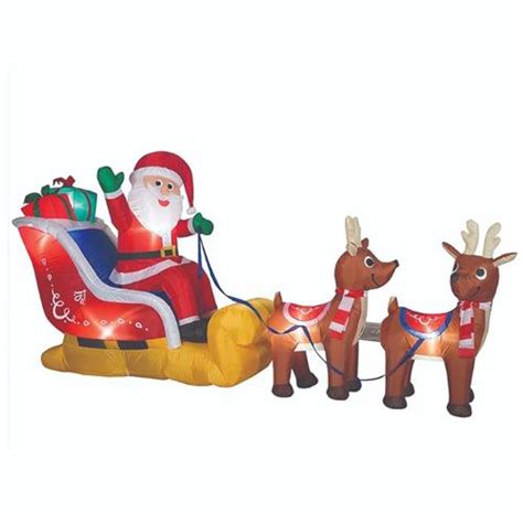 3.2M/10.5Ft Inflatable Santa Sleigh and Reindeer with LED lights ...