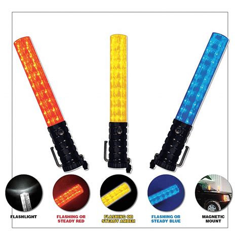 EMI, LED Traffic Baton, 90 hr Max Run Time - Steady Light, LED Safety ...