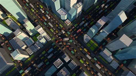 City street Intersection traffic jams road 3d render. Very high detail ...