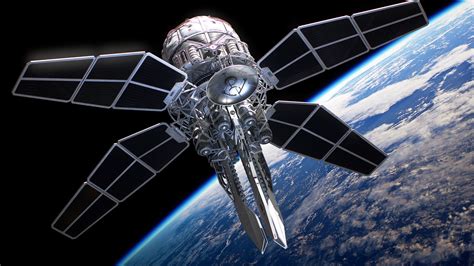 an artist's rendering of a space station in orbit, with earth in the ...