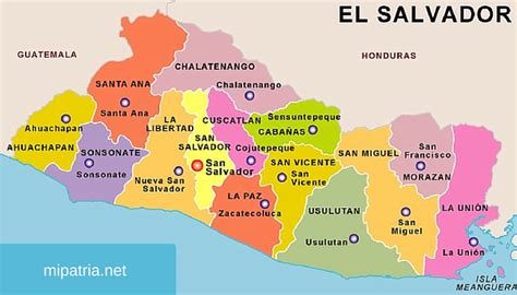 MAPA DE EL SALVADOR CON SUS DEPARTAMENTOS - MIPATRIA.NET