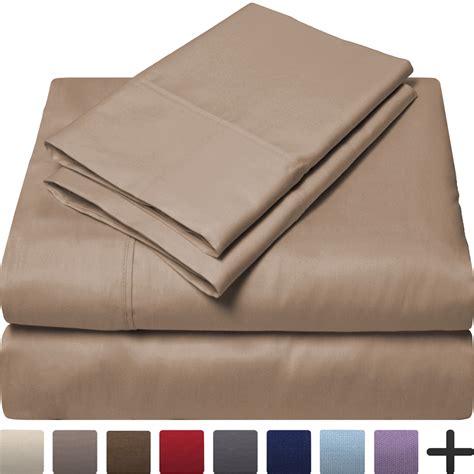 Egyptian Cotton 300 Thread Count Sateen Queen Sheet Set (Queen, Taupe ...