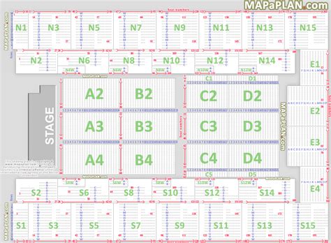 Detailed seat numbers chart showing rows and blocks layout - Wembley ...